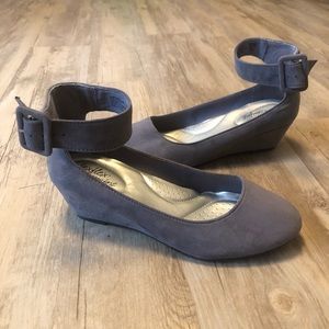 Grey Low Wedge Shoes